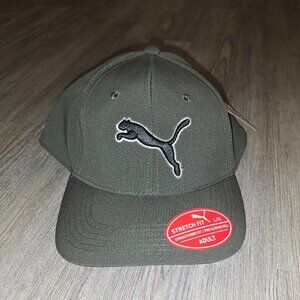 Puma Men's Hat Olive/Black L/XL Stretch Fit Large Logo NWT